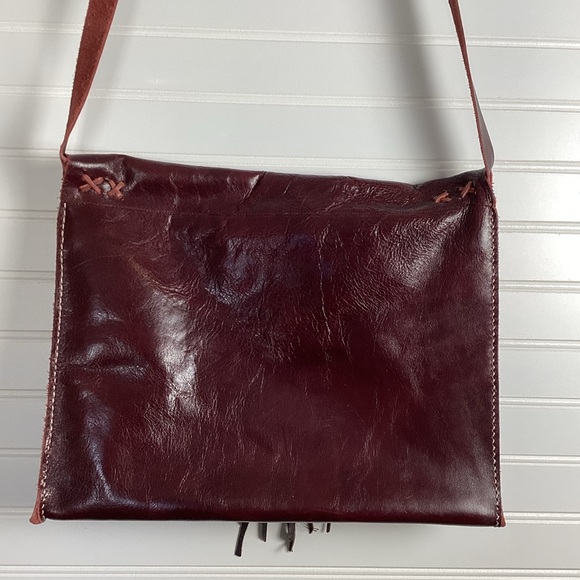 AQ Inc Leather Crossbody Bag with Jemstone and beads. Fringe Bag. Western Style - Picture 3 of 15